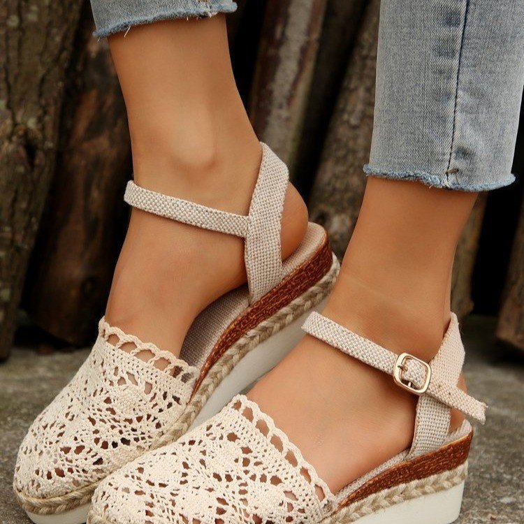 Damen Espadrilles mit Häkel-Optik