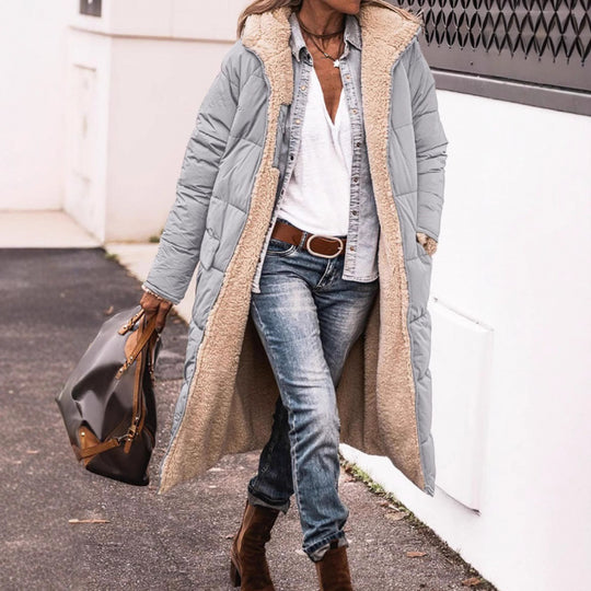 Damen Langer kuscheliger Wintermantel Fudus