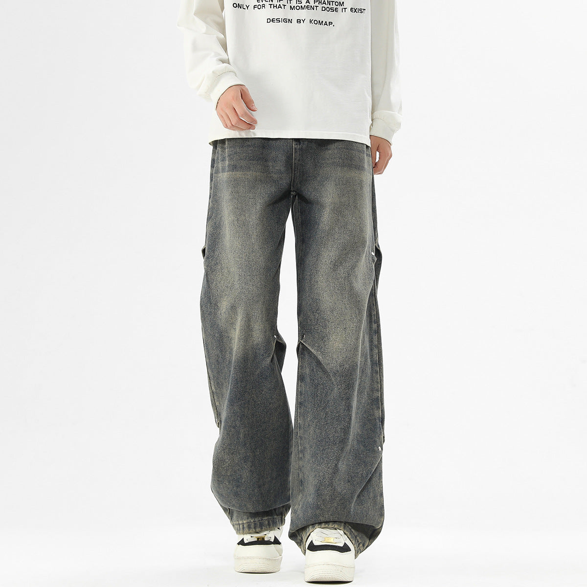 Herren baggy Jeanshose mit lässigem Schnitt und praktischen Taschen Fudus