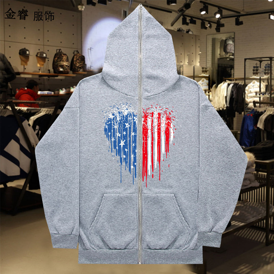 Damen Kapuzenjacke mit einzigartigem Herzmotiv und Reißverschluss Fudus