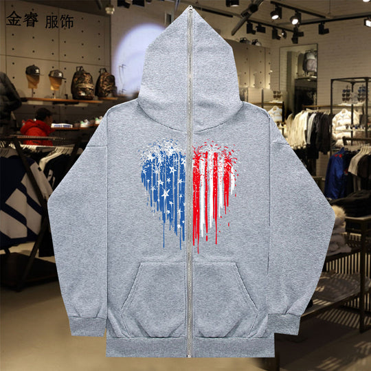 Damen Kapuzenjacke mit einzigartigem Herzmotiv und Reißverschluss Fudus