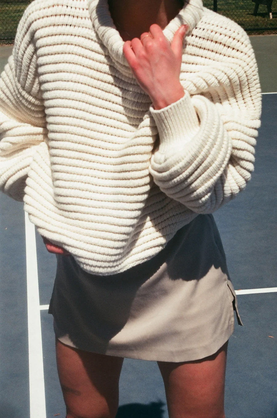 Damen Kuscheliger Strickpullover mit hohen Kragen Fudus