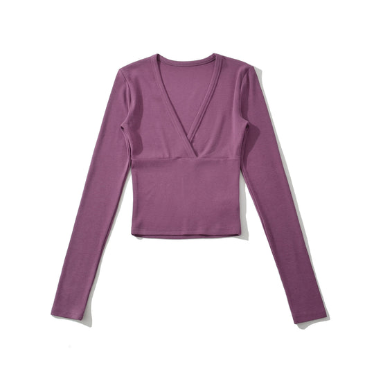 Damen langärmliges Oberteil mit V-Ausschnitt und tailliertem Schnitt Fudus