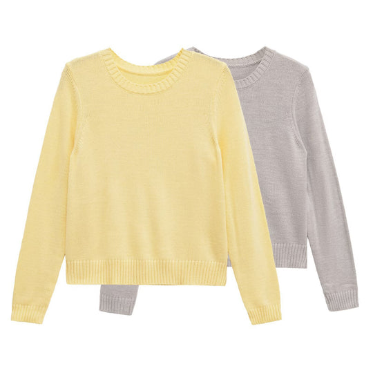 Damen kuscheliger Pullover mit Rundhalsausschnitt und elastischen Bündchen Fudus