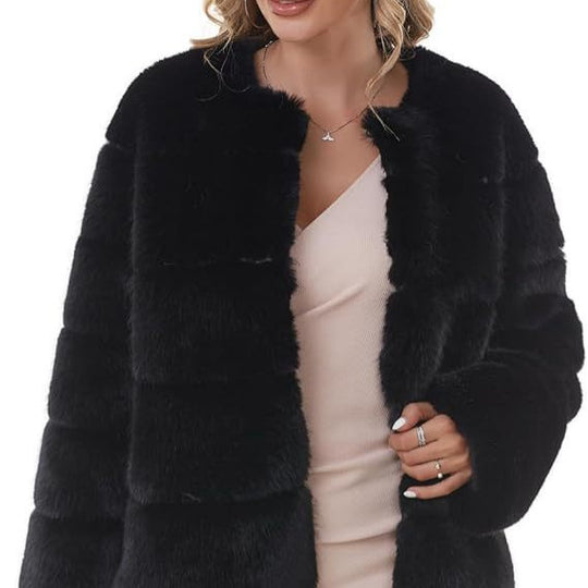 Damen Modischer Kunstfell-Jacke mit strukturiertem Design Fudus