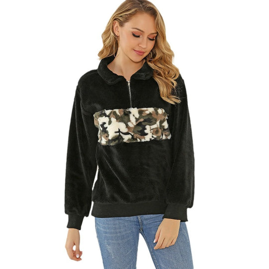 Damen kuschelweiche Fleecejacke mit auffälligem Camouflage-Detail Fudus