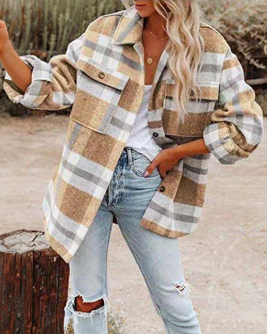 Damen Karierte Freizeitjacke Fudus