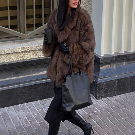 Damen Kunstfelljacke im oversized Design mit lässigem Schnitt Fudus