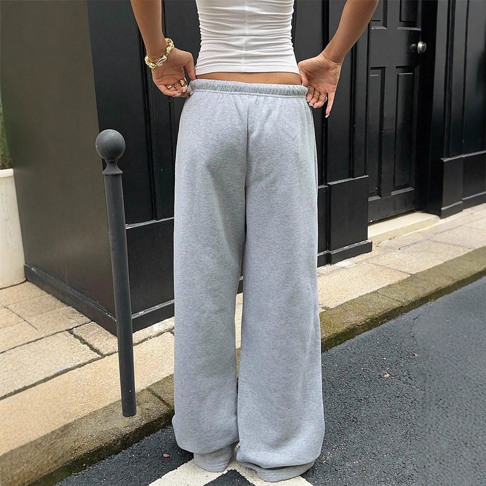 Damen lässige Freizeithose mit elastischem Bund und weitem Schnitt Fudus