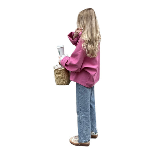 Damen lässige Oversized-Jacke mit praktischen Knöpfen und weitem Schnitt Fudus