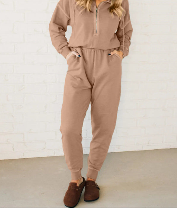 Damen Jumpsuit mit Stehkragen und funktionalen Taschen