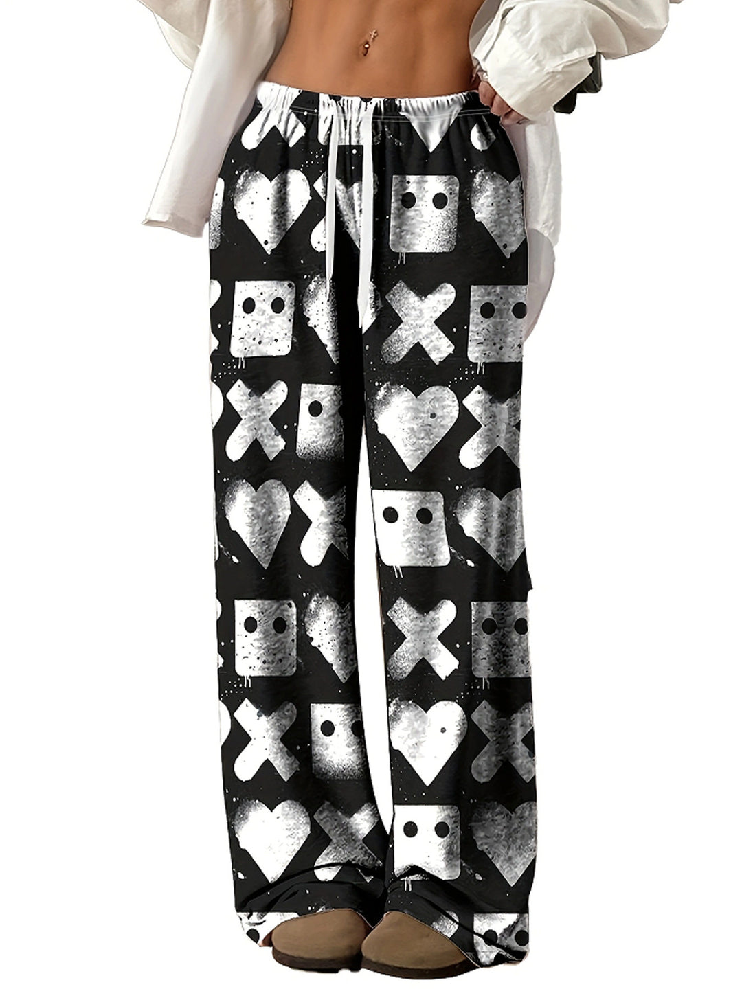 Damen lässige Freizeithose mit grafischem Print Fudus
