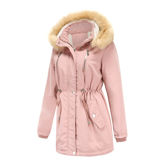 Damen isolierte Winterjacke mit abnehmbarem Kunstfellkragen Fudus