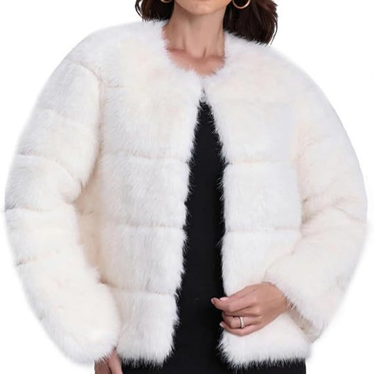 Damen Modischer Kunstfell-Jacke mit strukturiertem Design Fudus