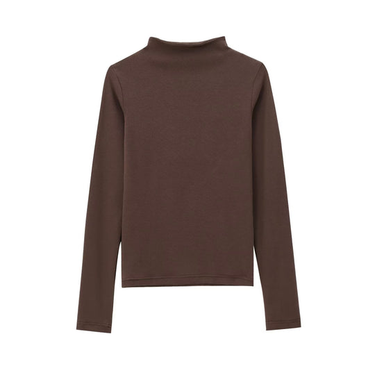 Damen langärmliges Rollkragenoberteil Fudus