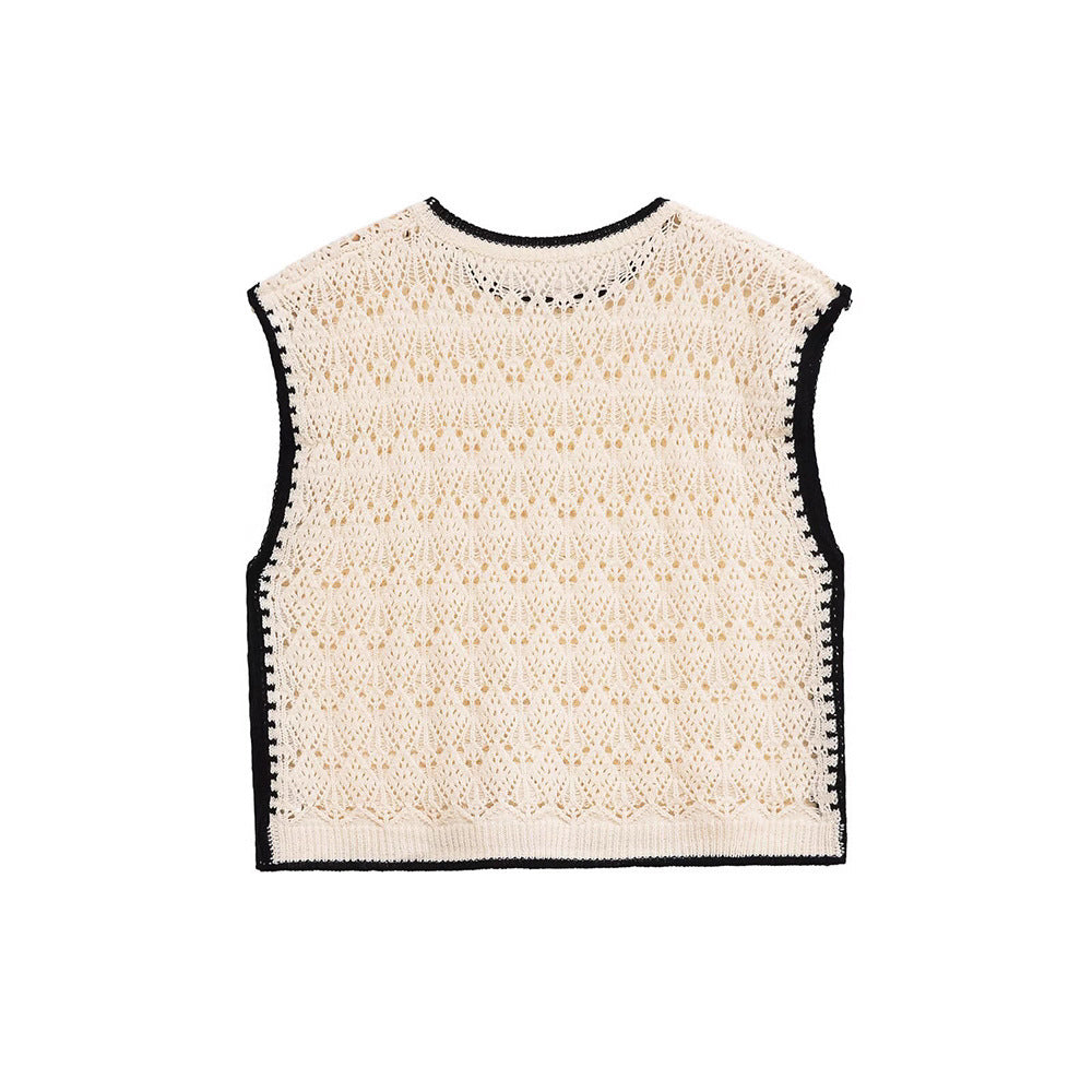 Damen Häkeloberteil mit kreativem Lochmuster Fudus
