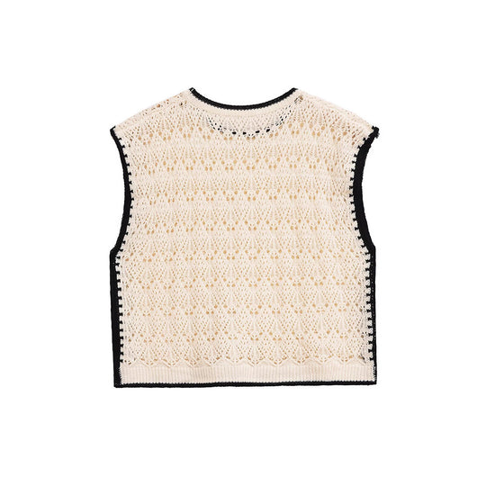 Damen Häkeloberteil mit kreativem Lochmuster Fudus