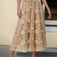 Damen Eleganter Tüllrock mit floralen Stickereien und elastischem Bund Fudus
