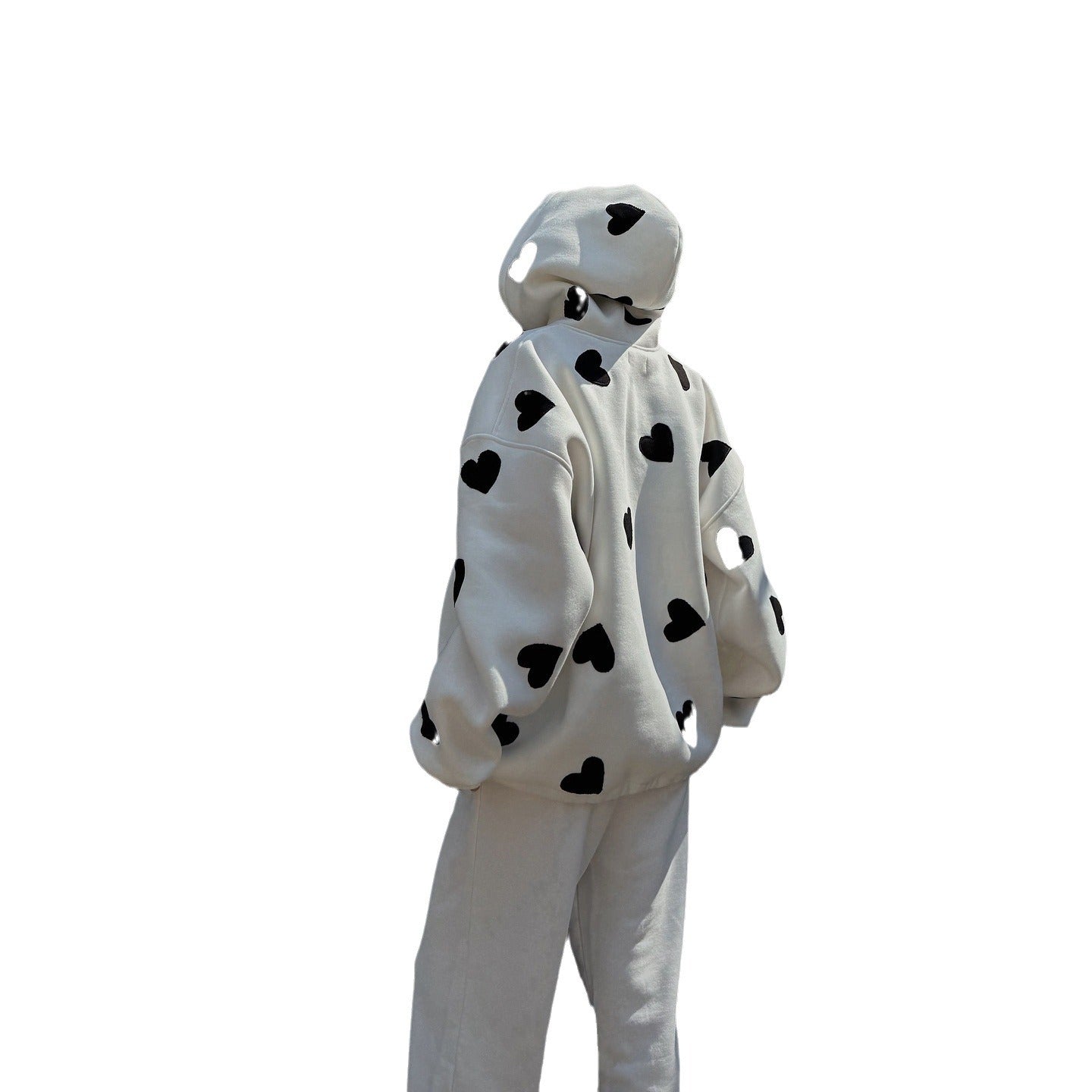 Damen Kapuzenpullover mit kreativem Herzmotiv und lässigem Oversized-Schnitt Fudus