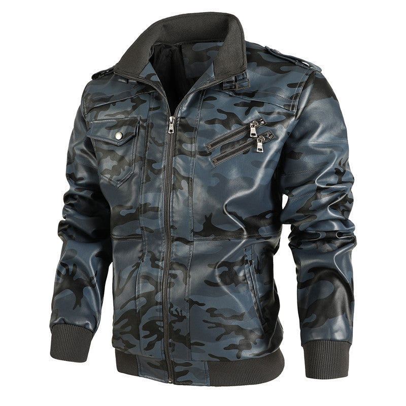 Herren Camouflage Lederjacke Fudus