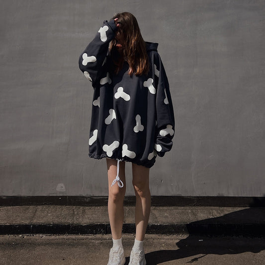 Damen Kapuzenpullover mit kreativem Herzmotiv und lässigem Oversized-Schnitt Fudus