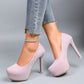 Damen High-Heel Pumps mit funkelndem Glitzer und bequemer Plateau-Sohle