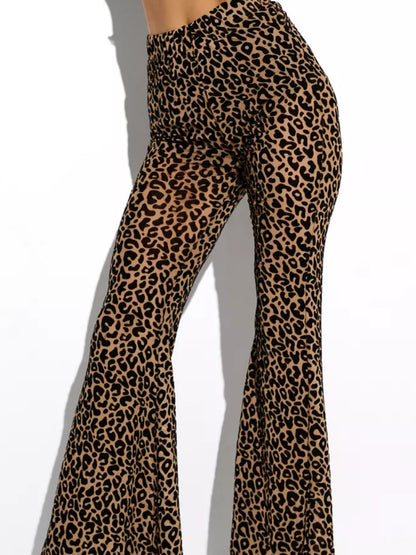 Damen Flared Pants Leopardenmuster