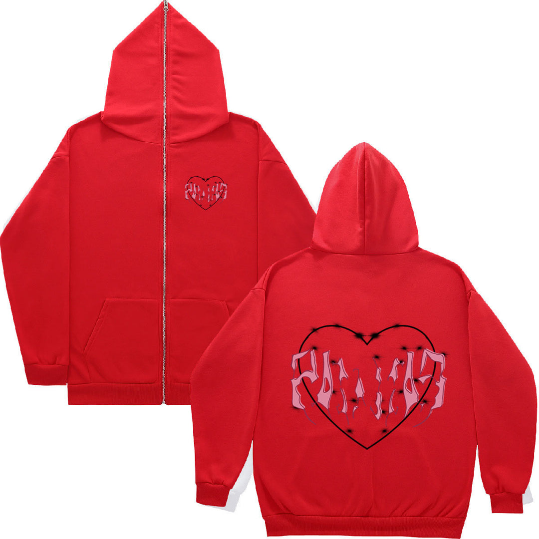 Damen Kapuzenjacke mit einzigartigem Herzdesign und durchgehendem Reißverschluss Fudus