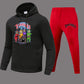 Damen Hoodie- und Jogginghose-Set mit farbenfrohem Comicdruck Fudus