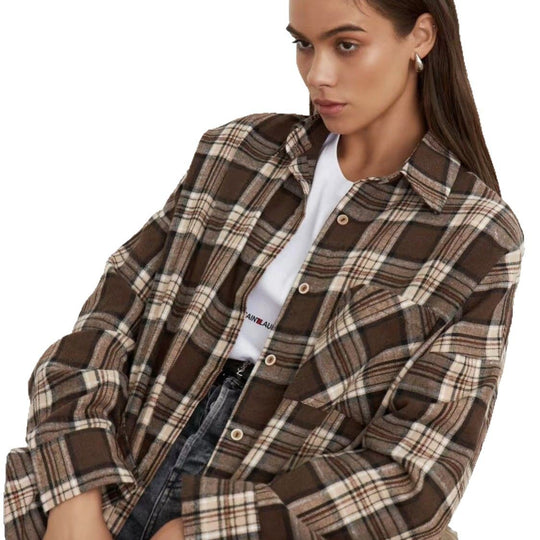 Damen Karierte Flanelljacke Fudus