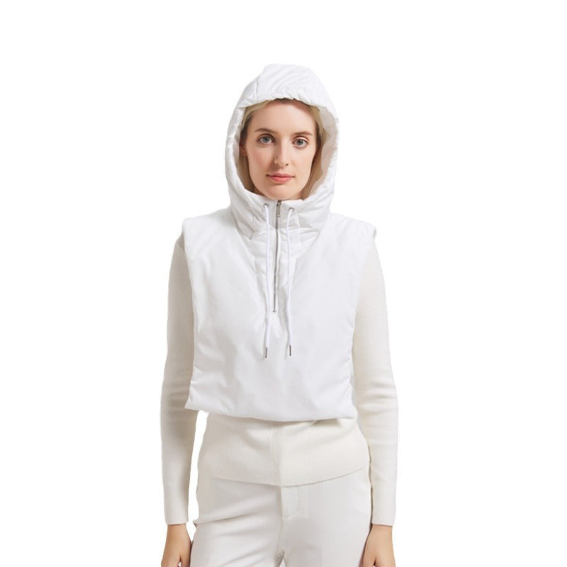 Damen Kapuzenweste mit hohem Kragen und verstellbarem Saum Fudus