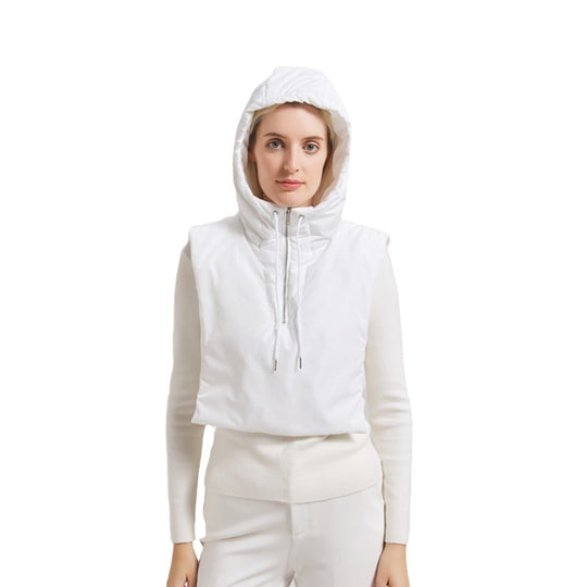 Damen Kapuzenweste mit hohem Kragen und verstellbarem Saum Fudus
