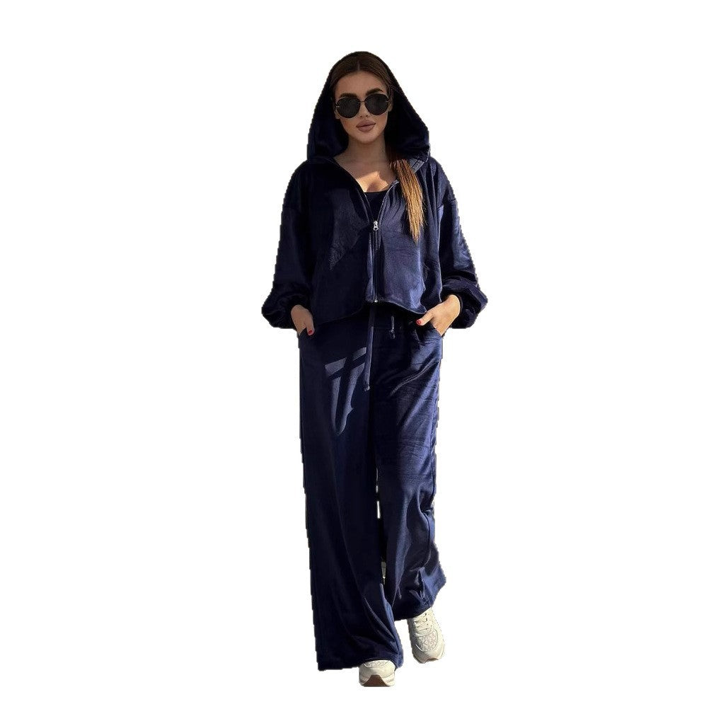 Damen kuscheliges Velours-Loungewear-Set Fudus