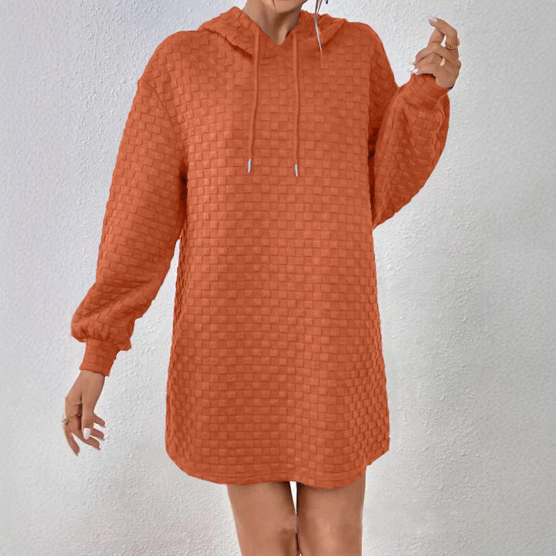 Damen Kapuzenkleid aus strukturiertem Material Fudus