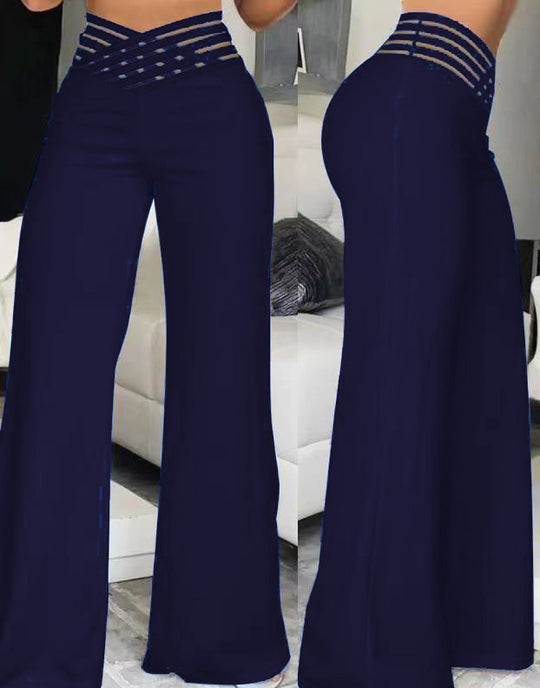 Damen Hochtaillierte Palazzo-Hose Fudus