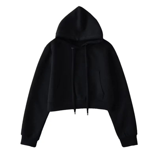 Damen modischer cropped Kapuzenpullover aus sweatshirt Material Fudus