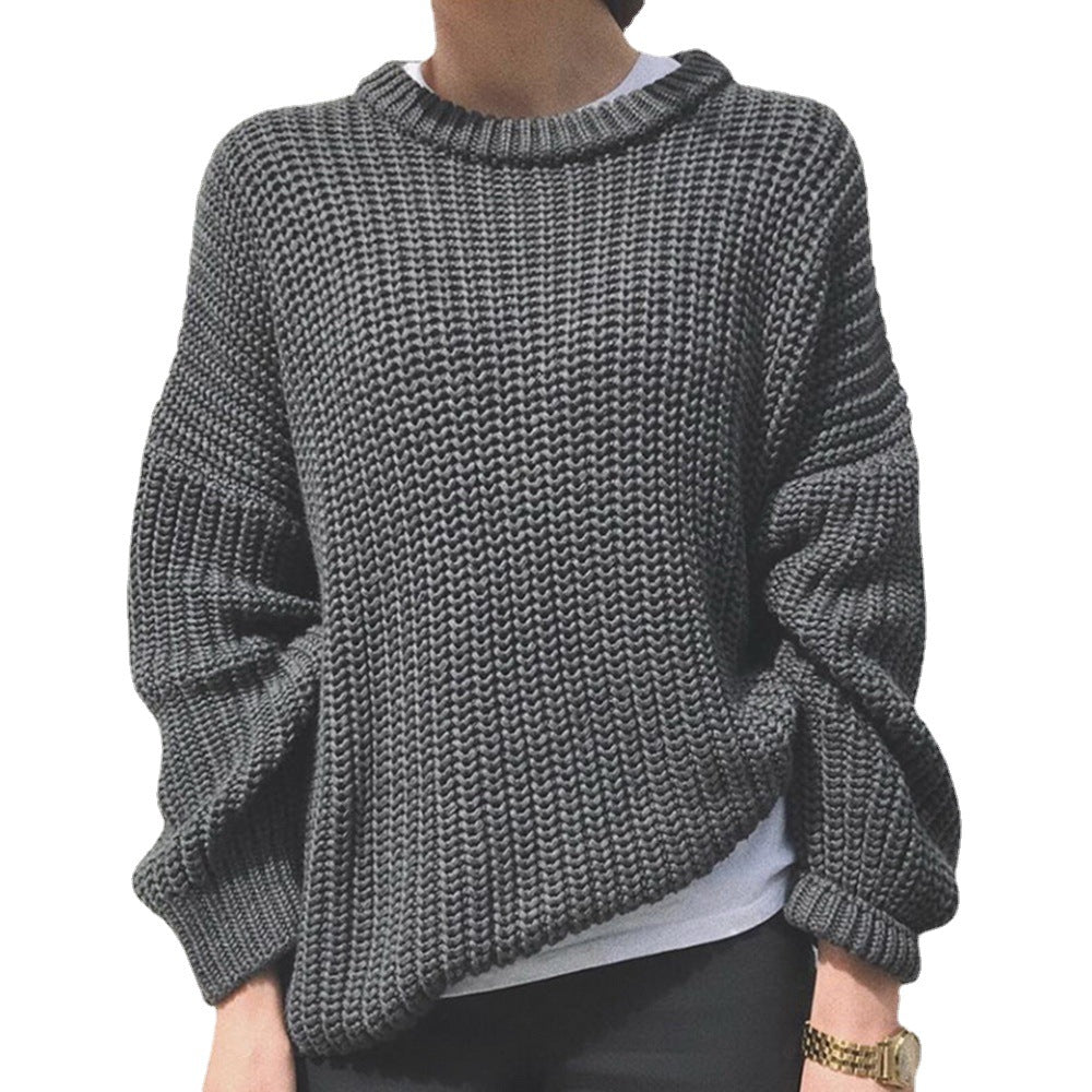 Damen Grobstrickpullover mit weitem Schnitt Fudus