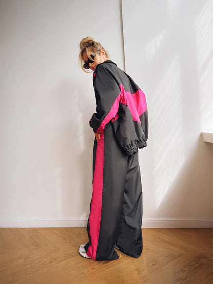 Fudus | Trendiger Kontrast Cardigan Oberteil Hosen Sport-Anzug