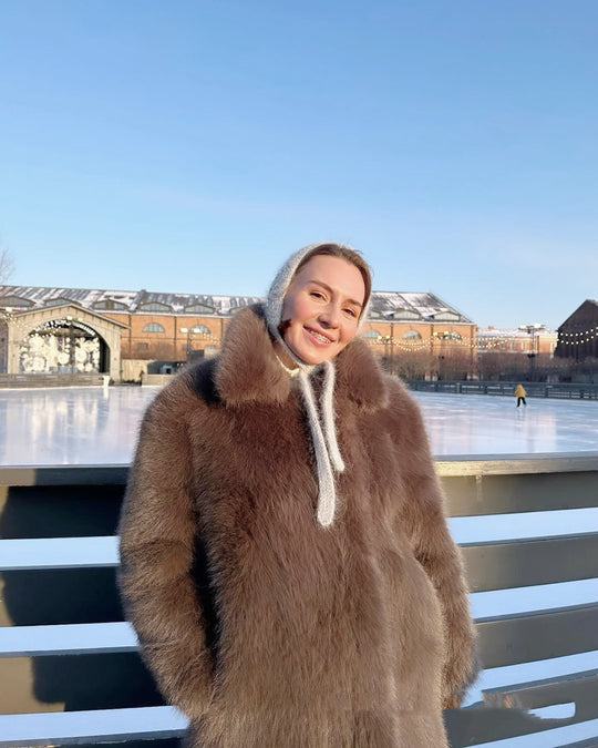 Damen modischer Kunstfell-Stretchmantel Fudus