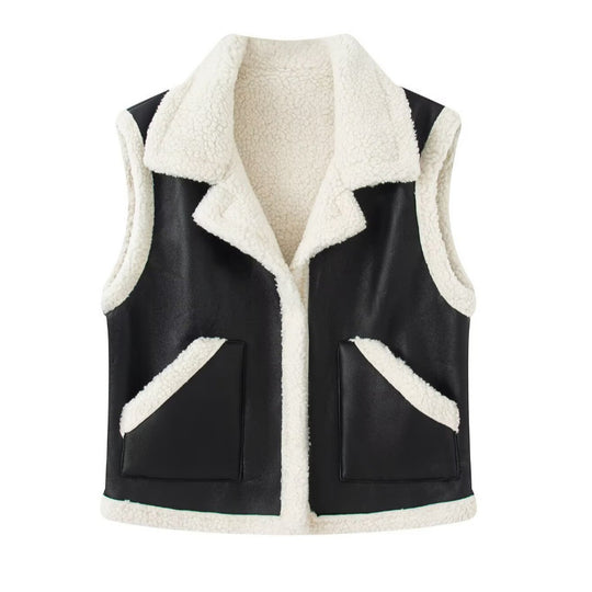 Damen Kunstfelljacke mit stylishen Details und praktischen Taschen Fudus