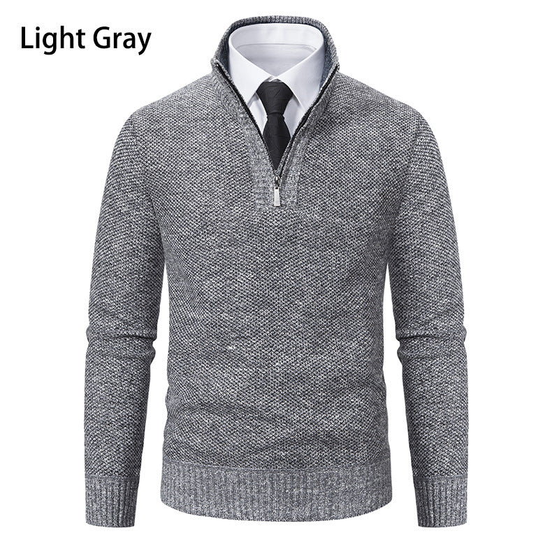 Herren Pullover mit Stehkragen und attraktivem Zipper Fudus