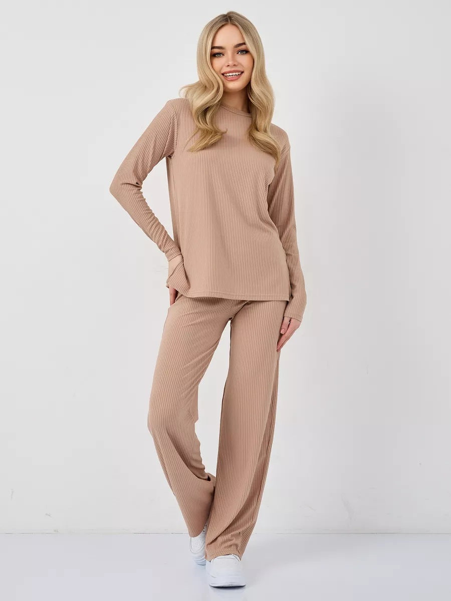 Damen Lässiges Strick-Set mit weitem Bein Fudus