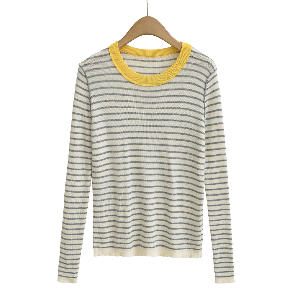 Damen langärmliges Streifenoberteil Fudus