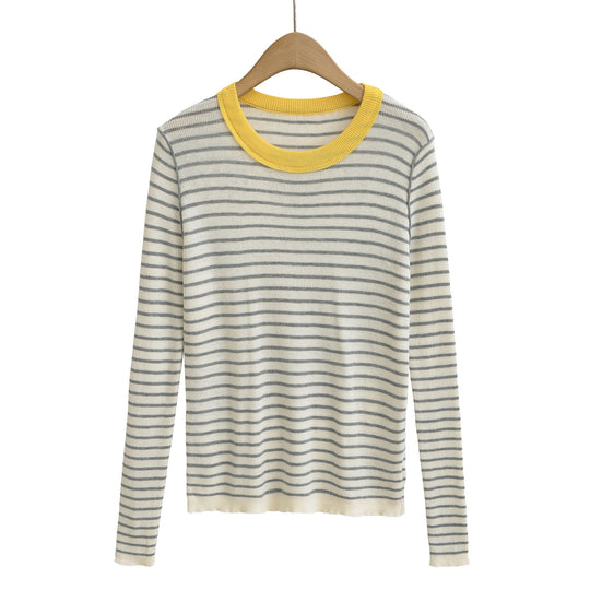 Damen langärmliges Streifenoberteil Fudus