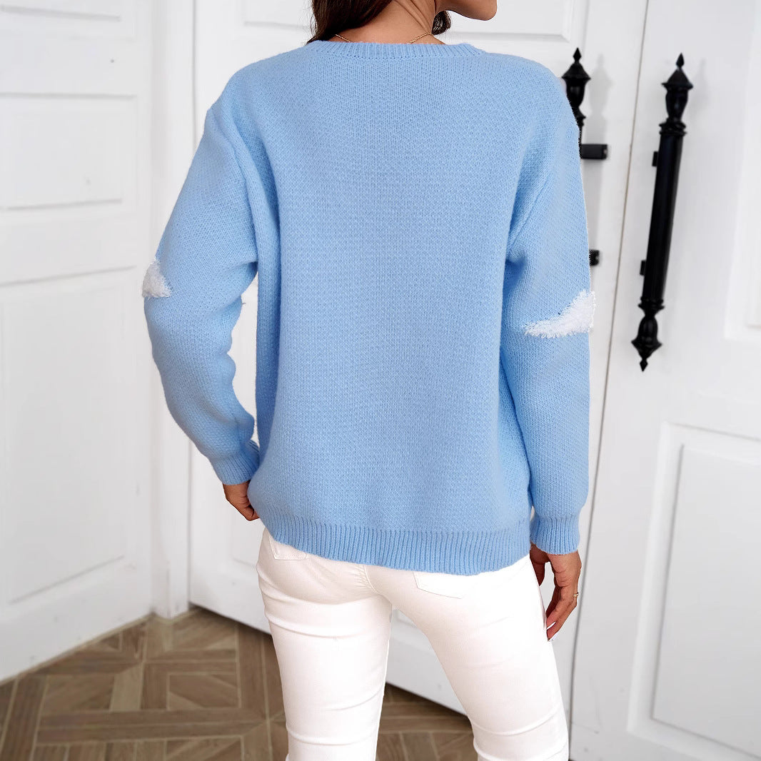 Damen Kuscheliger Pullover mit Wolkenmuster Fudus