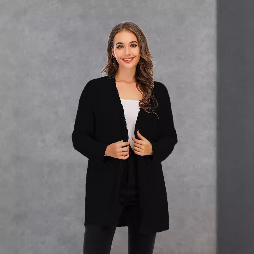 Damen Grobstrickcardigan mit offenen Ärmeln Fudus