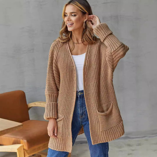 Damen Grobstrickcardigan mit praktischen Taschen und lässigem Schnitt Fudus