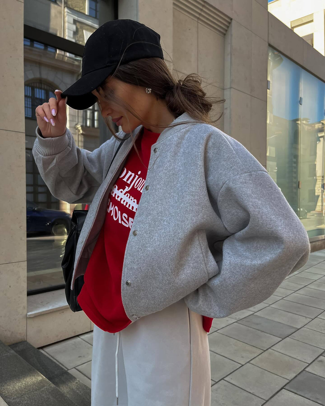 Damen lässige Collegejacke mit komfortabler Passform und funktionalen Details Fudus