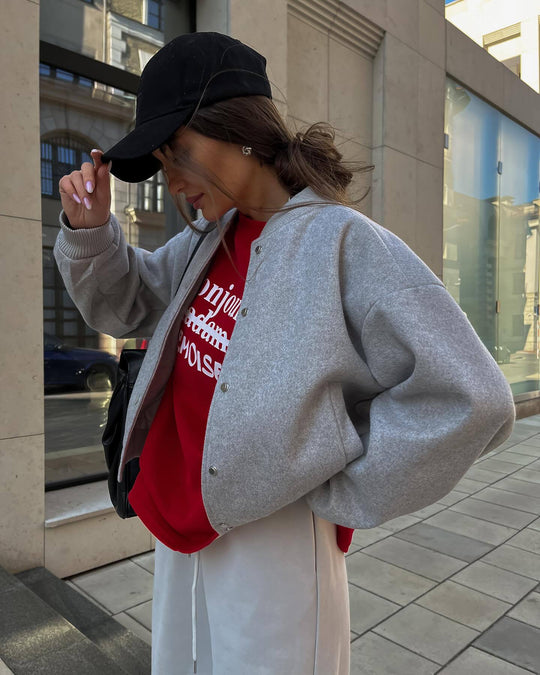 Damen lässige Collegejacke mit komfortabler Passform und funktionalen Details Fudus