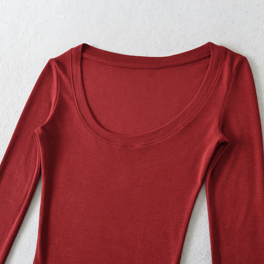 Damen langärmliges T-Shirt mit elegantem Rundhalsausschnitt Fudus